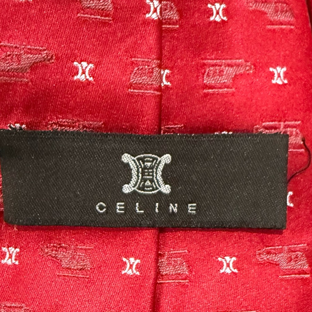 Authentic Celine Red Patterned Tie - Picture 5 of 6